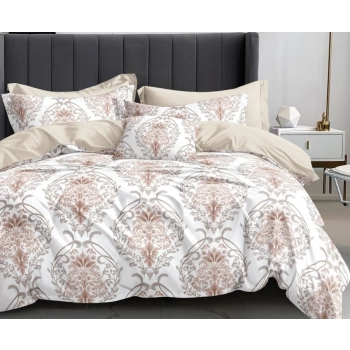 Pościel 160x200 Bawełna satynowa beżowe wzory PK504